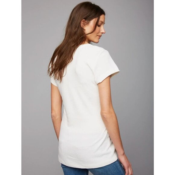 A Pea in The Pod Maternity Tie Top Women's Size Small White Cure Flattering Work - Picture 3 of 9